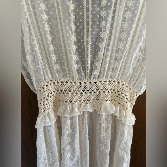 House Of Harlow 1960 Cream Sheer Lace Crochet Cardigan Duster Cover Up One Size - Picture 9 of 9